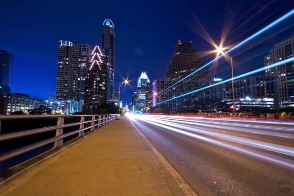Austin Texas Downtown Congress Avenue Bridge Light Streaks